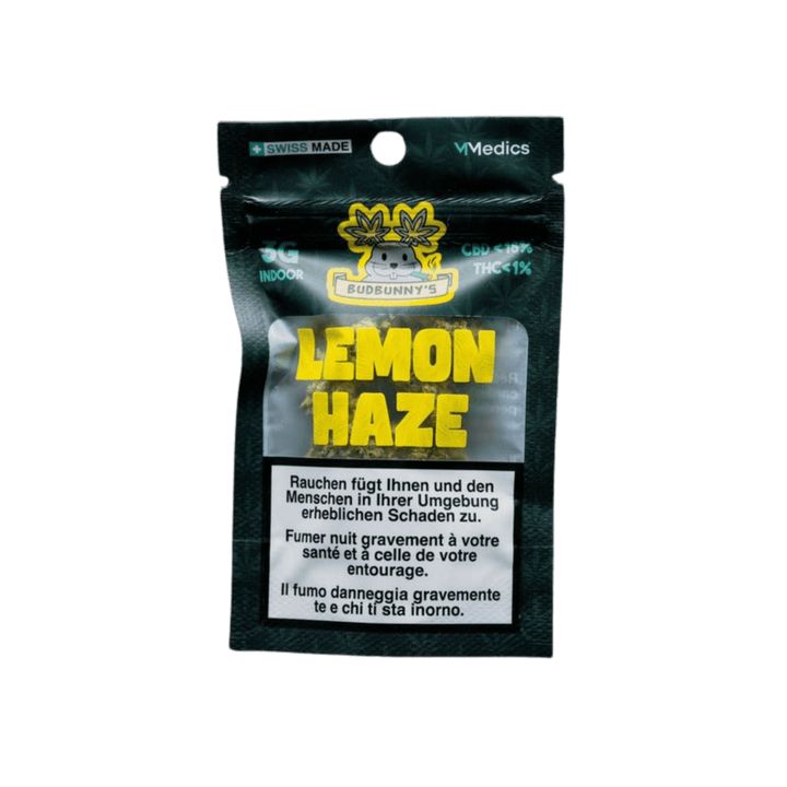 BudBunny Lemon Haze Indoor CBD Blüten 3g Packung