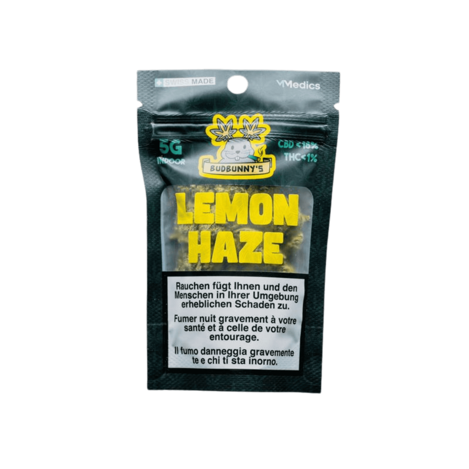 BudBunny Lemon Haze Indoor CBD Blüten 5g Packung