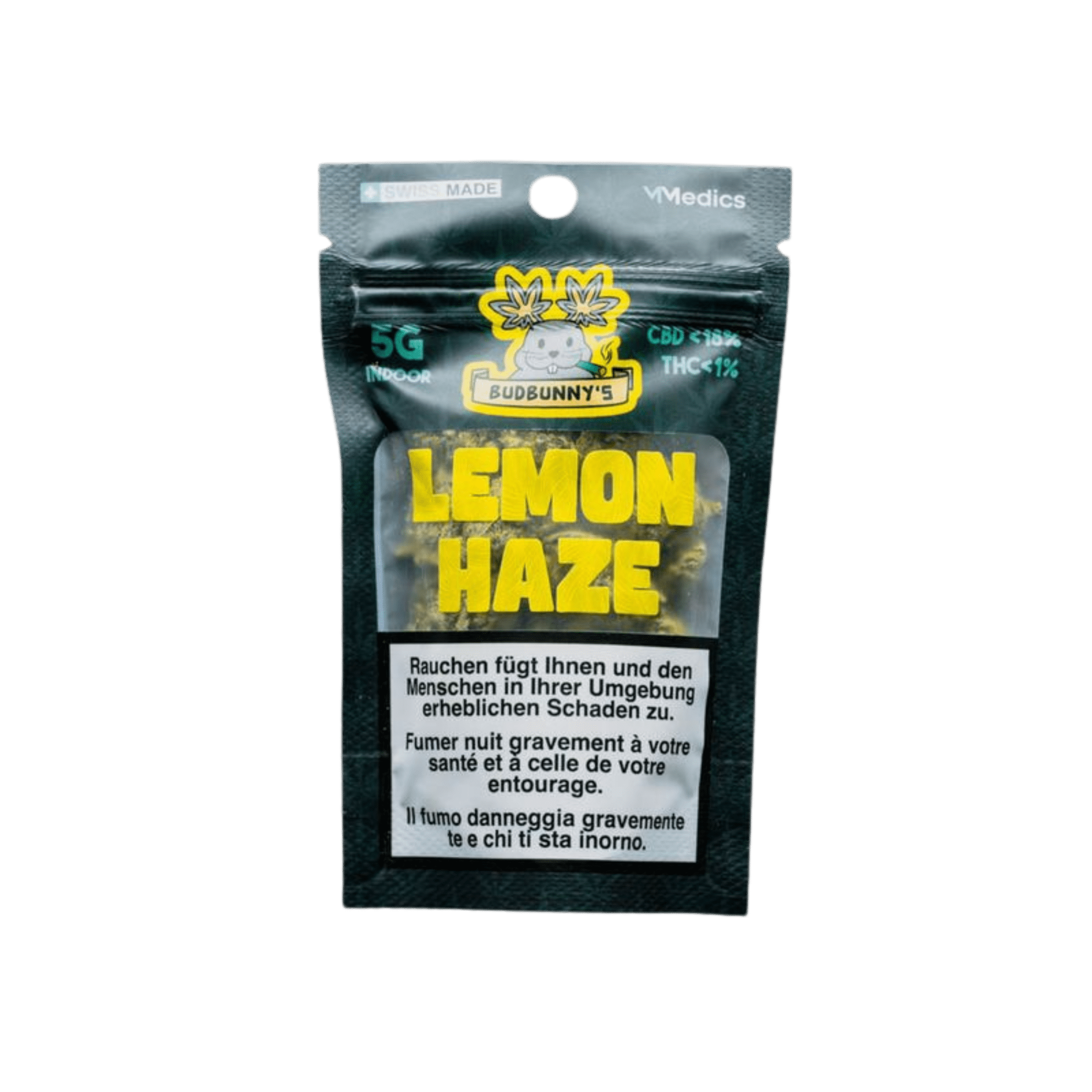 BudBunny Lemon Haze Indoor CBD Blüten 5g Packung