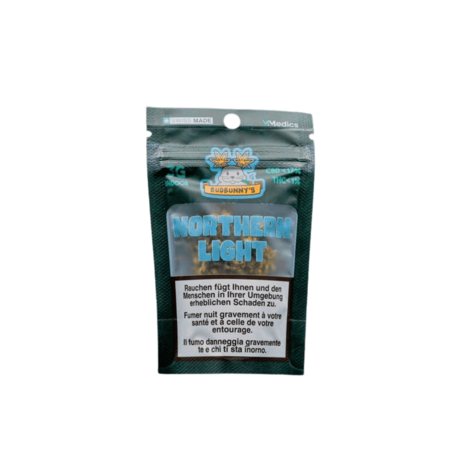 BudBunny Northern Light Indoor CBD Blüten 3g Packung