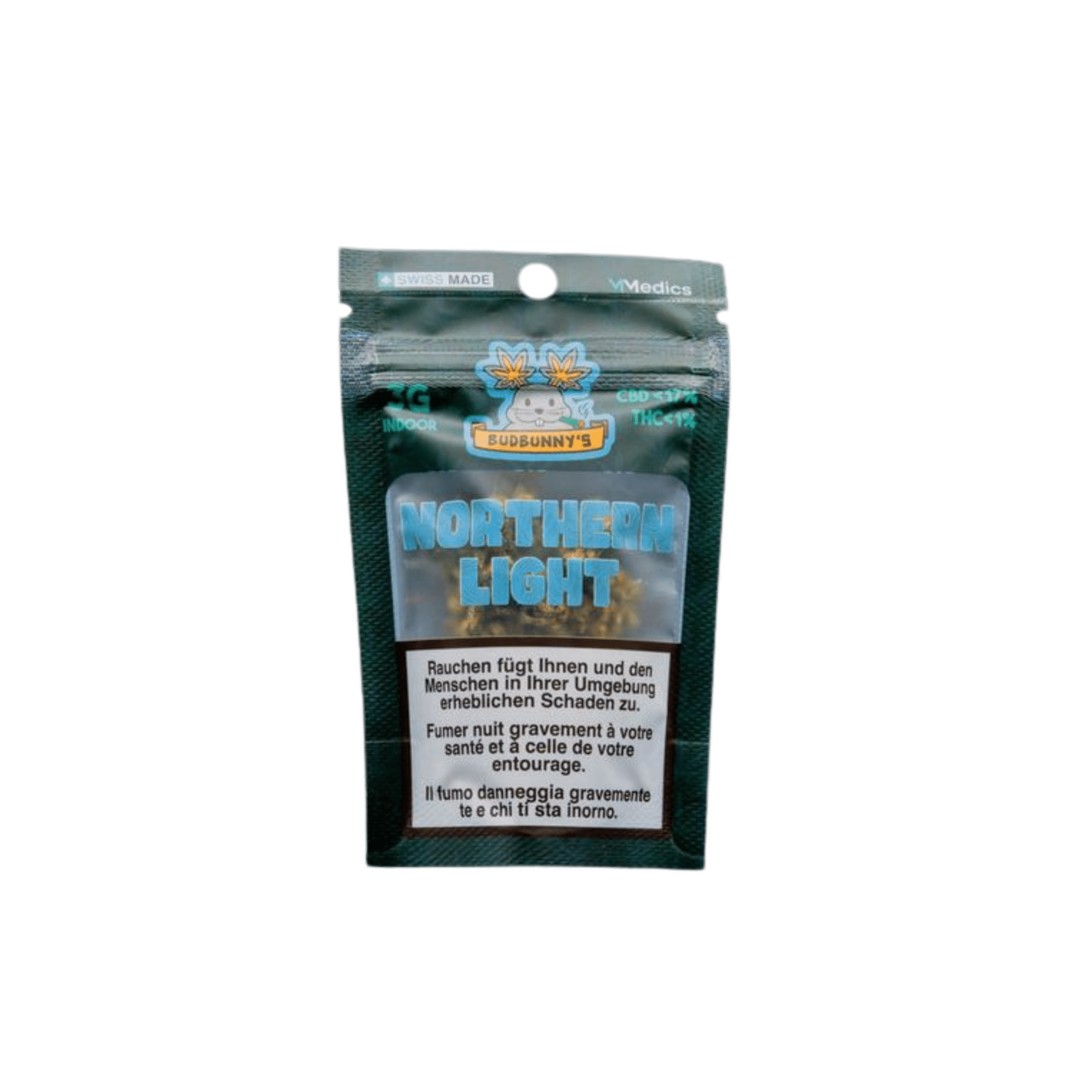 BudBunny Northern Light Indoor CBD Blüten 3g Packung