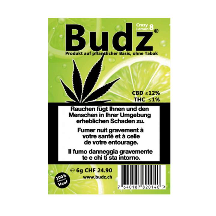 Budz Crazy Lemon 8 Greenhouse Hybrid CBD Blüten 6g Packung