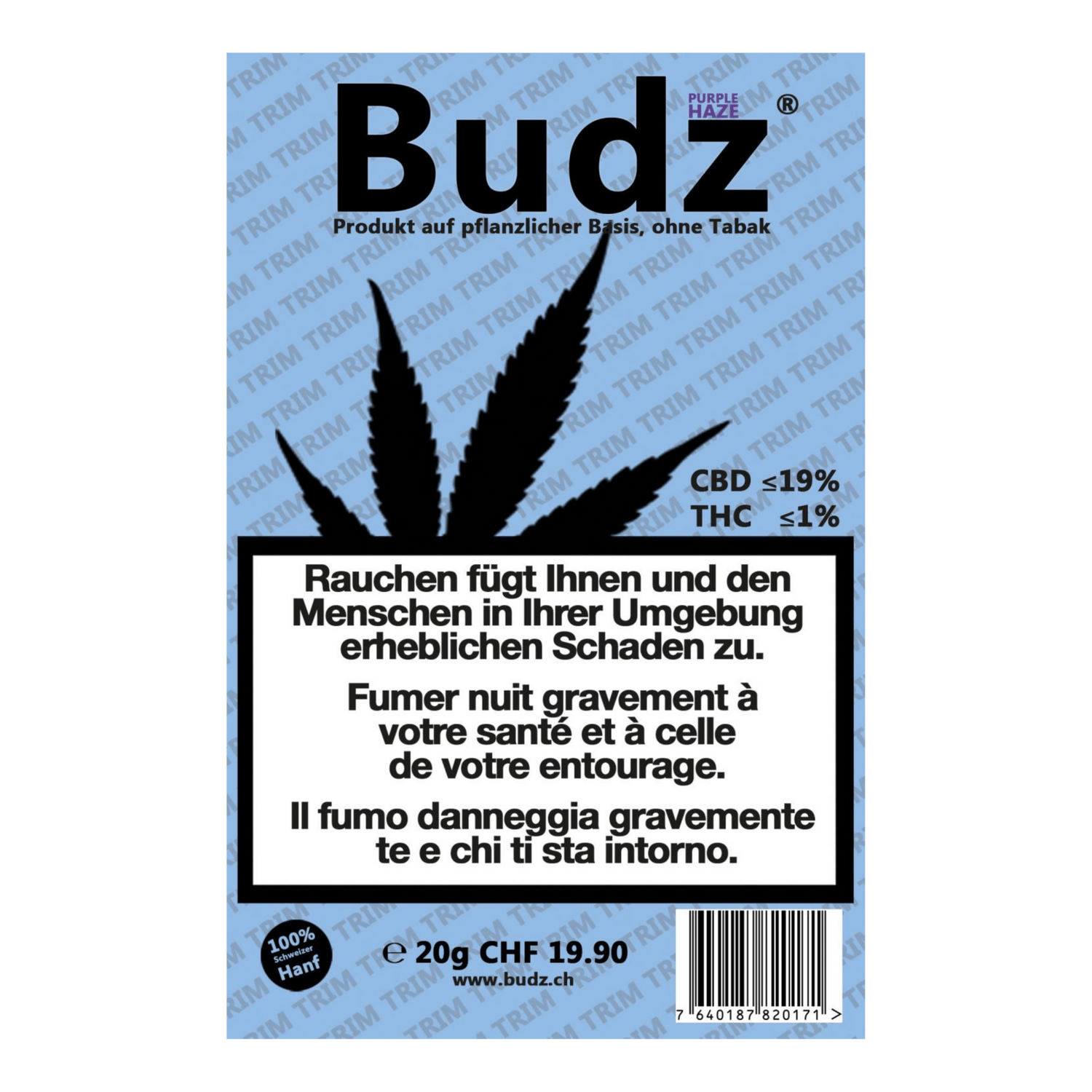 Budz Purple Haze Greenhouse CBD Trim 20g Packung