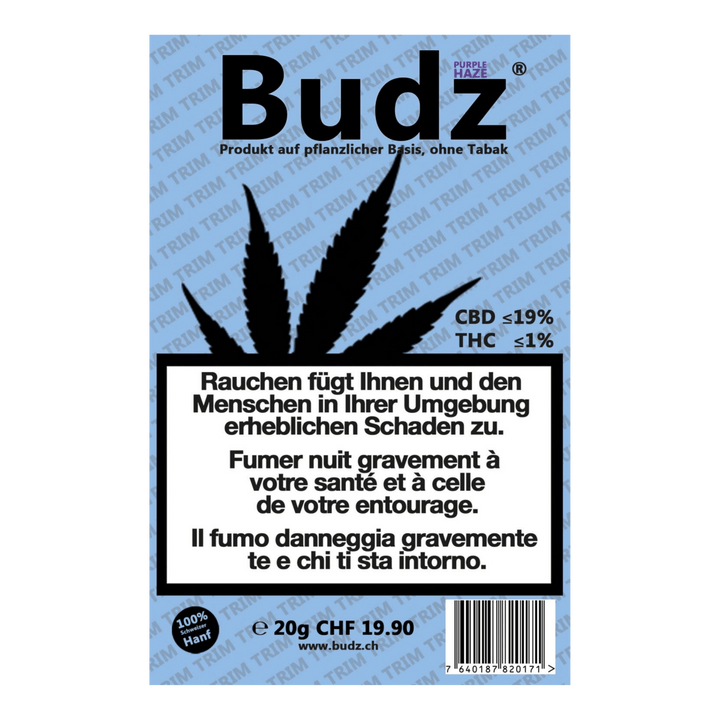 Budz Purple Haze Greenhouse CBD Trim 20g Packung