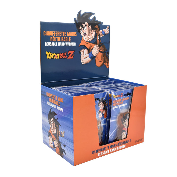 Display mit 24 Dragon Ball Z Handwärmern wiederverwendbar mit Son Goku Motiv