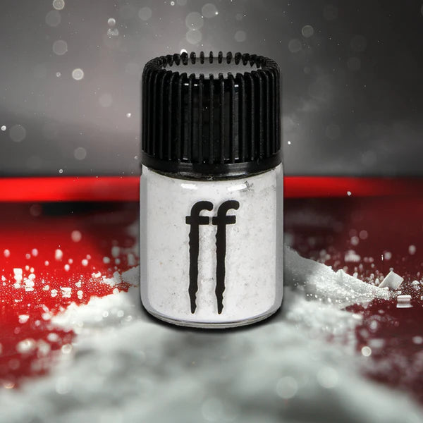 KOffKAIN Energy Sniff Fläschchen mit weissem Pulver und schwarzem Schraubdeckel