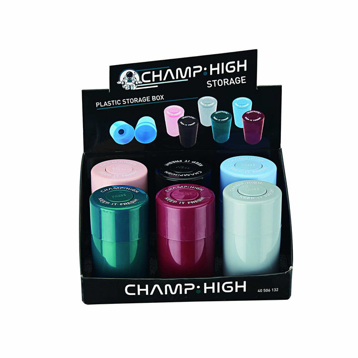 Display mit 6 Champ High Air Tight Vacuum Boxen 60 x 100 mm