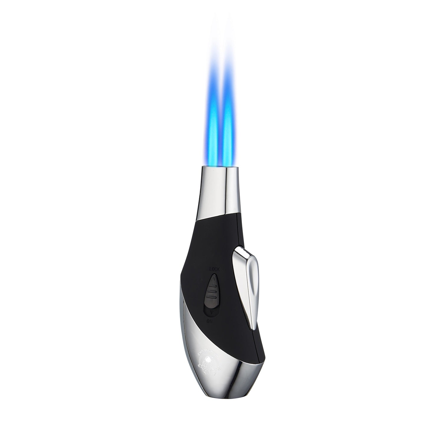 Silbernes Champ High Booster Feuerzeug mit doppelter Jetflamme