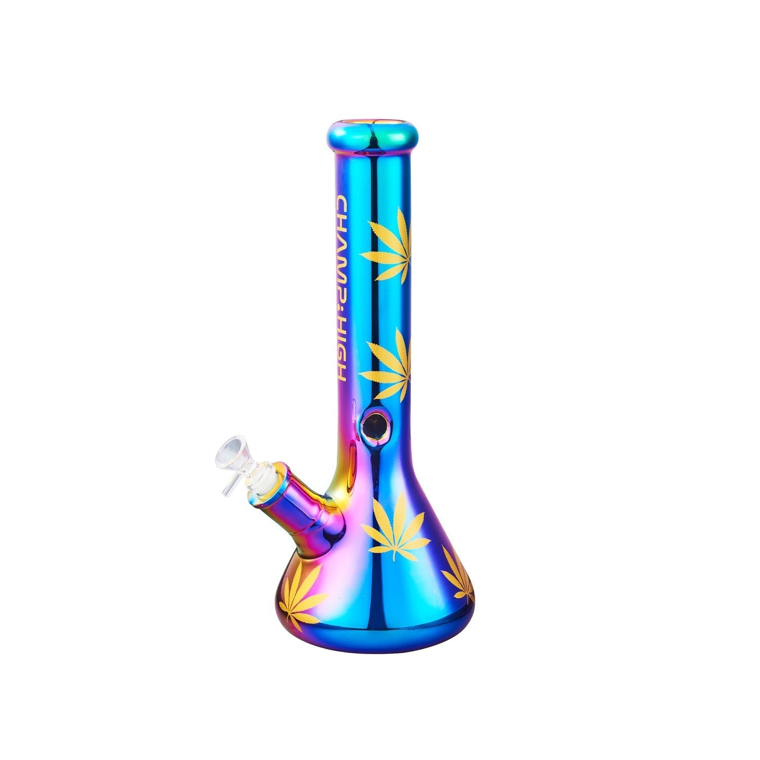 Champ High – Glas Bong Rainbow Hemp Leaves – 40mm – 35cm kaufen bei rauchwerk.ch