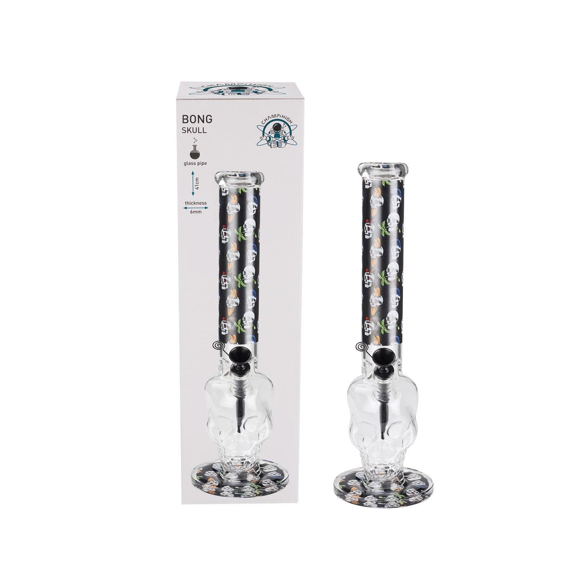 Champ High - Glas Bong Skull - 40mm - 41cm kaufen bei rauchwerk.ch