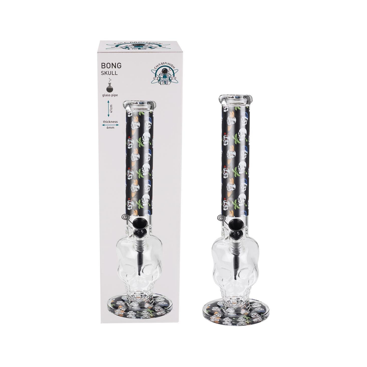 Champ High Glas Bong Skull 41 cm mit 40 mm Mundstück