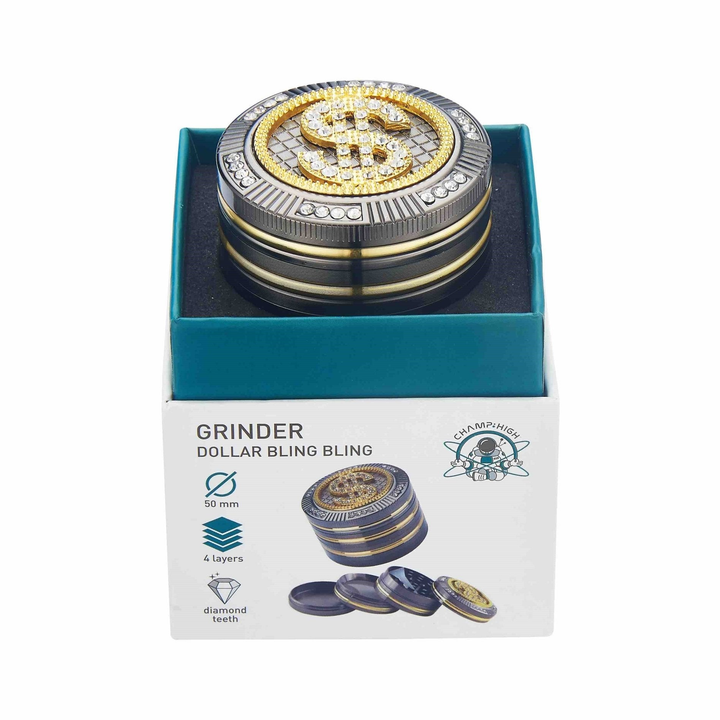 Grinder Bling Bling Dollar - 50mm - 4 Layers kaufen bei rauchwerk.ch