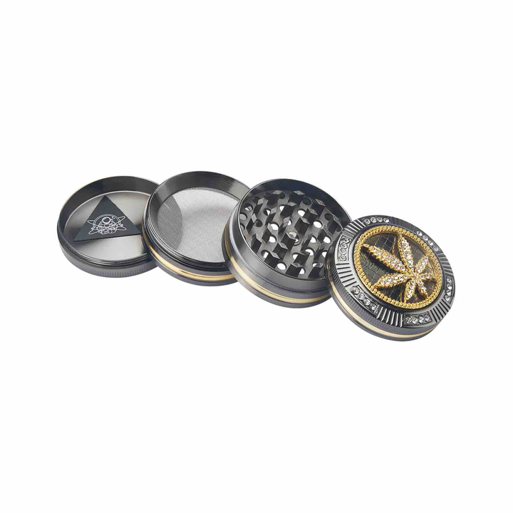 Grinder Bling Bling Leaf - 50mm - 4 Layers kaufen bei rauchwerk.ch