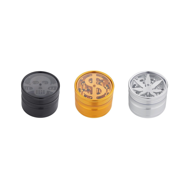 Grinder Dollar / Skull / Hemp Leaf - 63mm - 4 Layers kaufen bei rauchwerk.ch