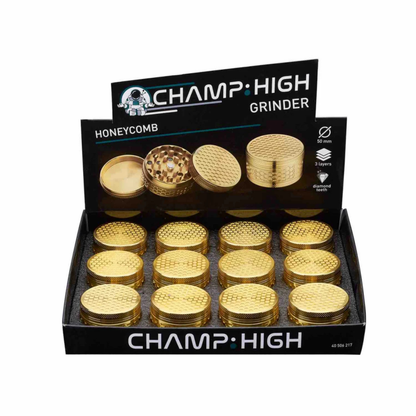 Champ High Golden Honeycomb Grinder Display, mehrere 50mm Grinder