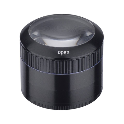 Grinder Magnifier Black mit Lupe und Staufach - 50mm - 4 Layers kaufen bei rauchwerk.ch