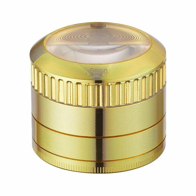 Grinder Magnifier Gold mit Lupe und Staufach - 50mm - 4 Layers kaufen bei rauchwerk.ch