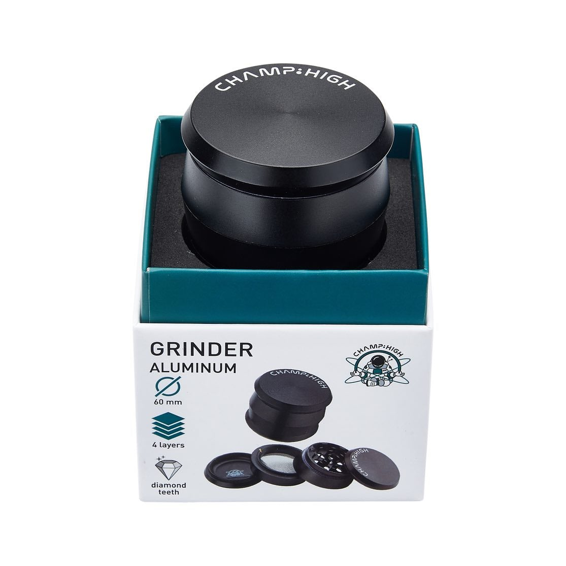 Grinder Matt Black - 60mm - 4 Layers kaufen bei rauchwerk.ch