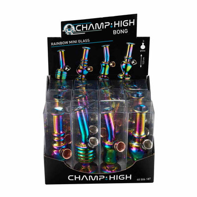 Seitenansicht der Champ High Mini Glas Bong Rainbow