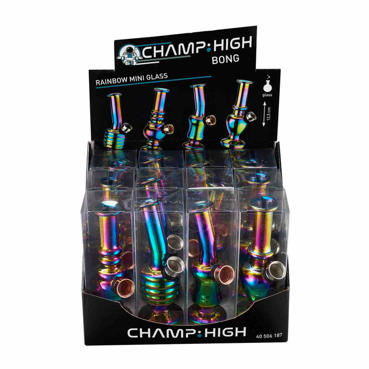 Seitenansicht der Champ High Mini Glas Bong Rainbow