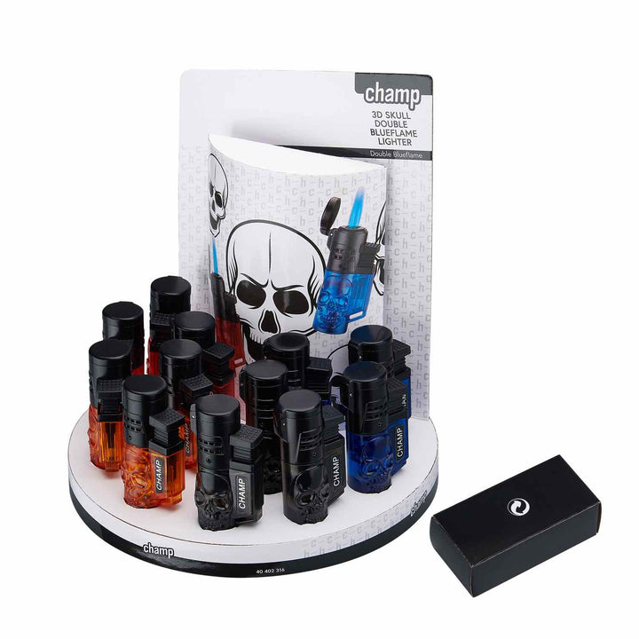 champ-skull-feuerzeug-2-blaue-flammen-display-12-stueck-rauchwerk