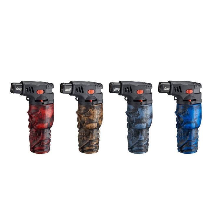 Champ Skull Feuerzeug Jetflame Blue in 4 Farbvarianten