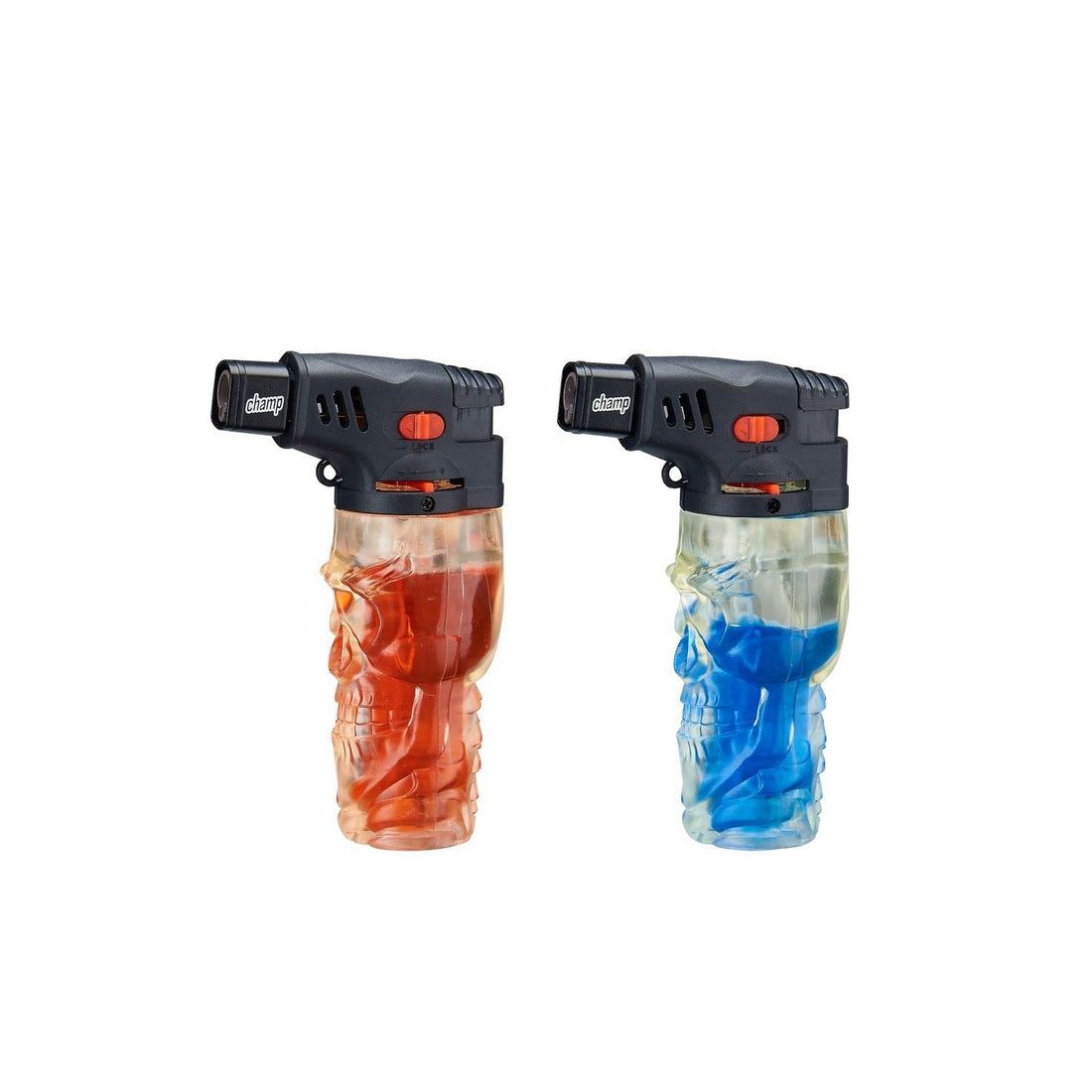 Champ - Skull Feuerzeug mit farbigem Gas Red/Blue kaufen bei rauchwerk.ch