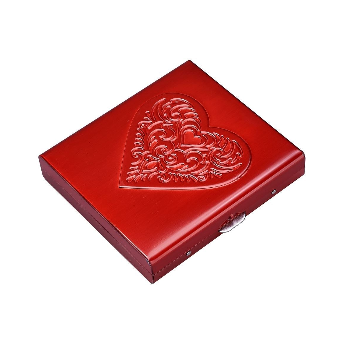 Rotes 20er Zigarettenetui Heart aus Metall, Vorderseite
