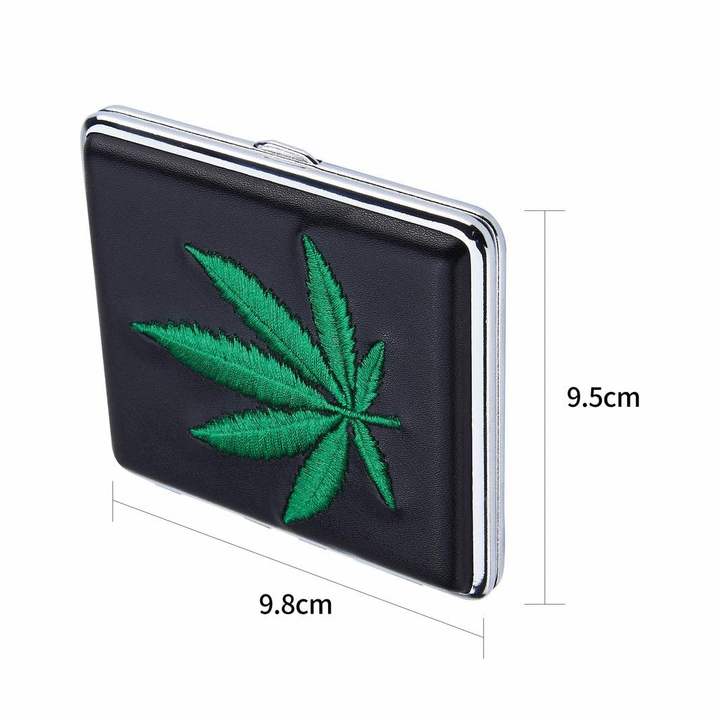 20er Zigarettenetui Hemp Leaf mit gesticktem Hanfblatt