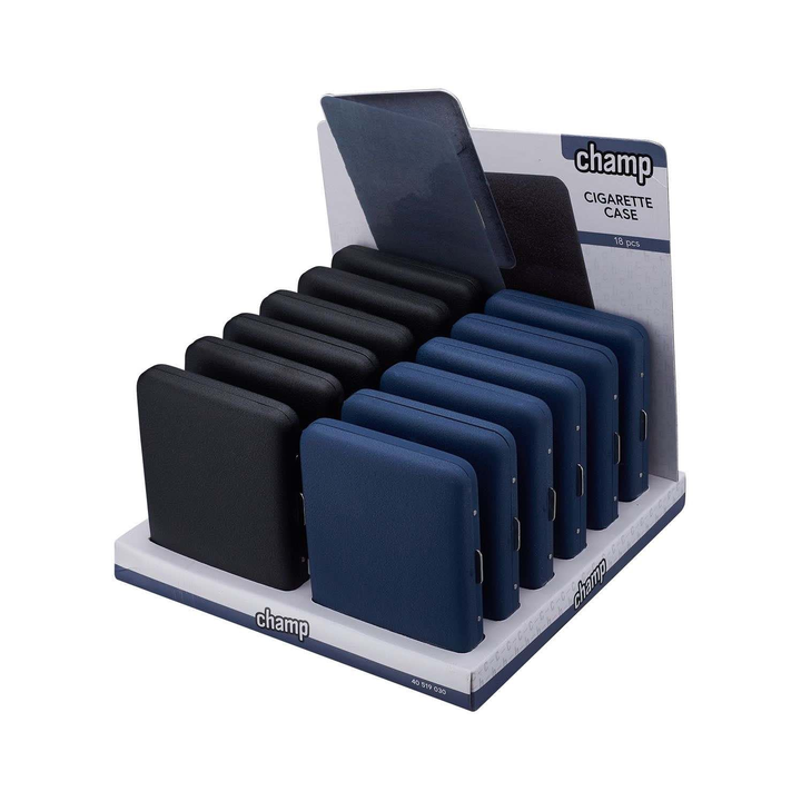 Display mit 12 Champ Zigarettenetuis Sandy Grip