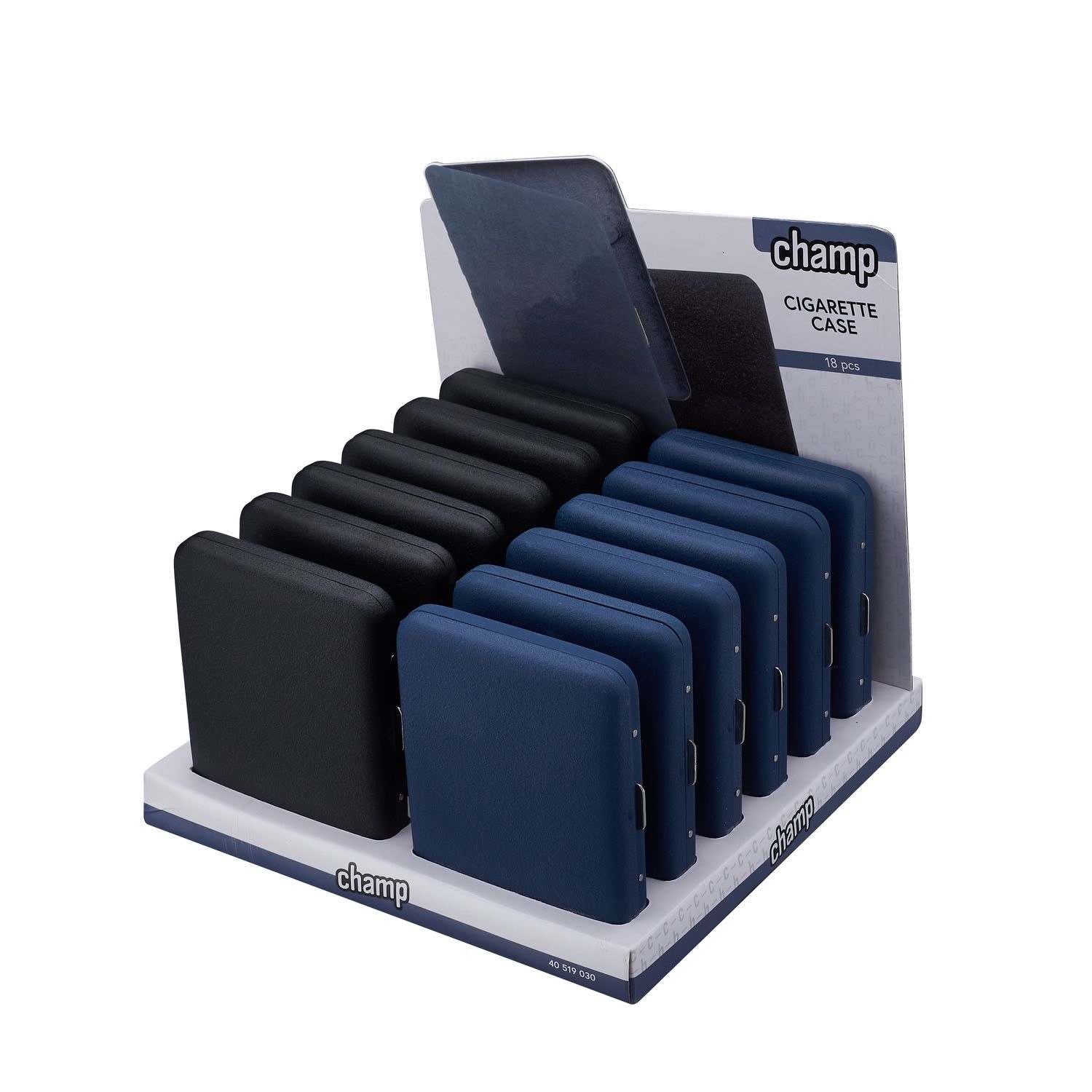 Display mit 12 Champ Zigarettenetuis Sandy Grip
