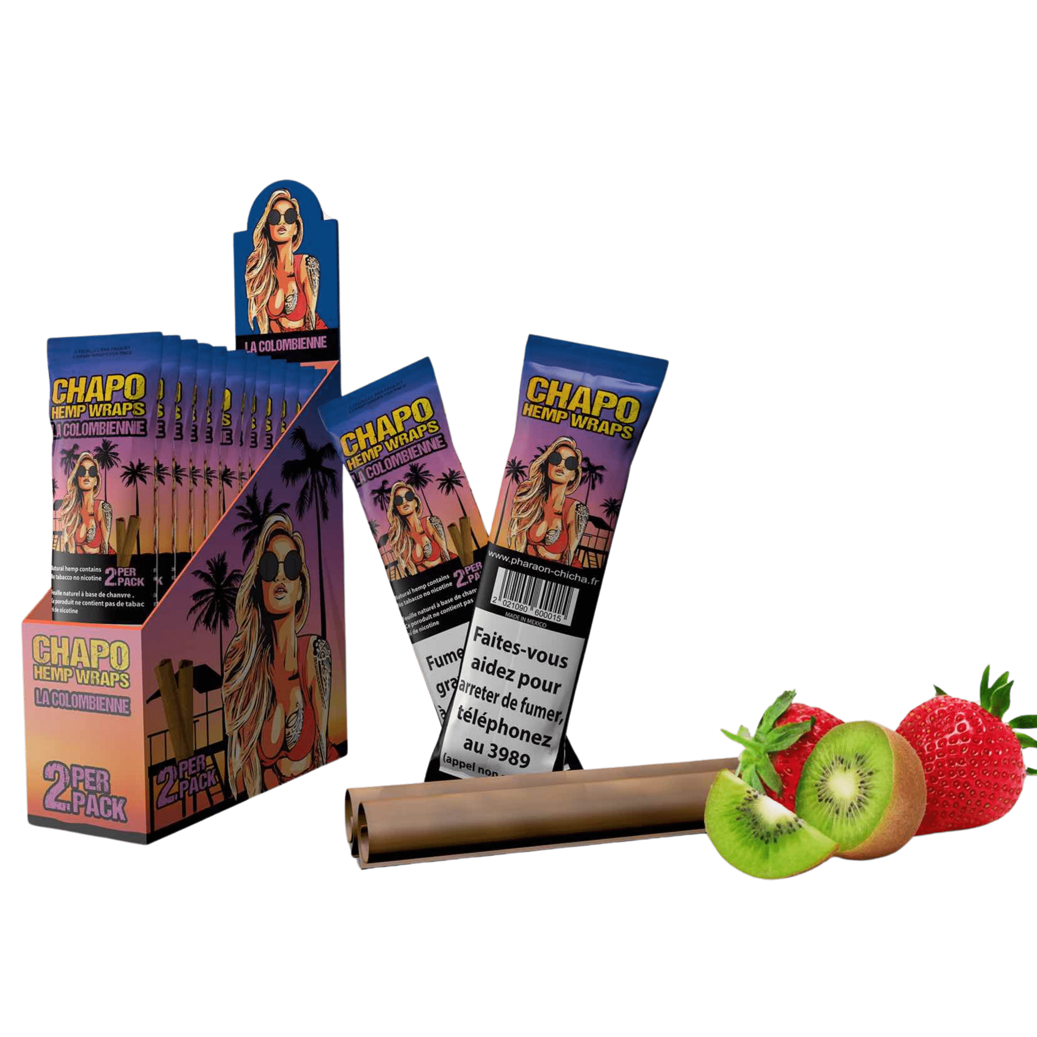 Chapo Hemp Wraps La Colombienne Strawberry Kiwi im 2er-Pack