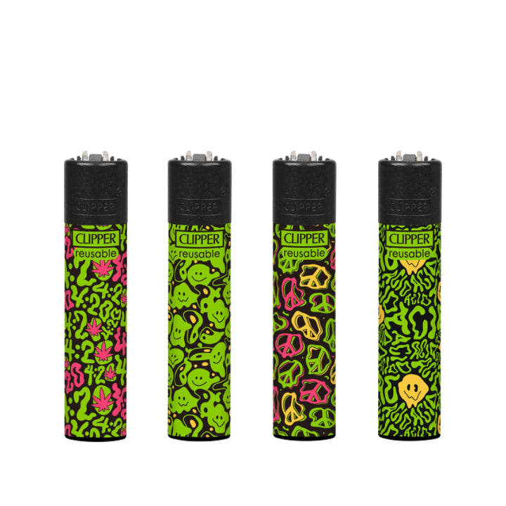 Clipper Acid Pattern, 4er-Pack – nachfüllbare Feuerzeuge