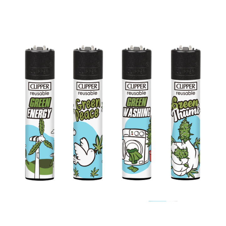 Clipper Feuerzeuge in Grün – 4er-Pack