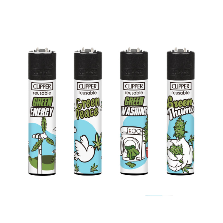 Clipper Feuerzeuge in Grün – 4er-Pack