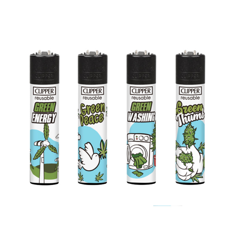 Clipper Feuerzeuge in Grün – 4er-Pack