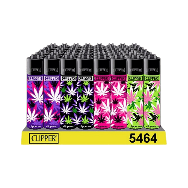 Clipper Pink Hemp Leaves Display mit 48 Feuerzeugen