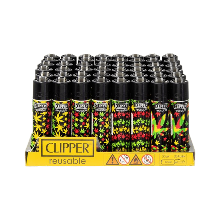 Clipper Rasta Hanfblatt Display mit 48 Feuerzeugen