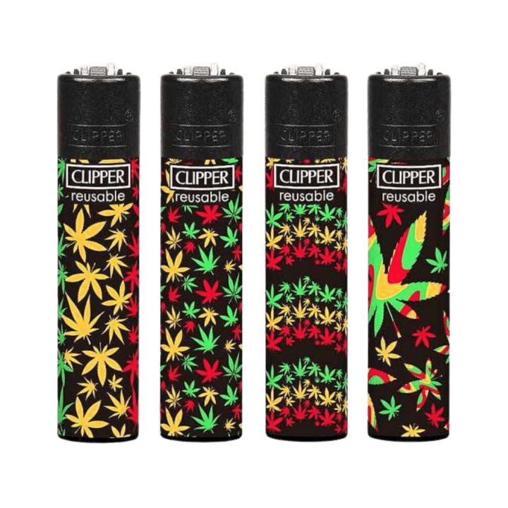 Clipper Rasta Hanfblatt Feuerzeuge im 4er-Set