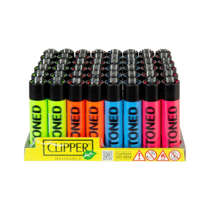 Clipper STONED Blurry Fluo Display mit 48 Feuerzeugen