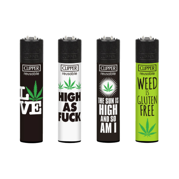 Clipper Weed Slogan Feuerzeuge – 4er-Pack