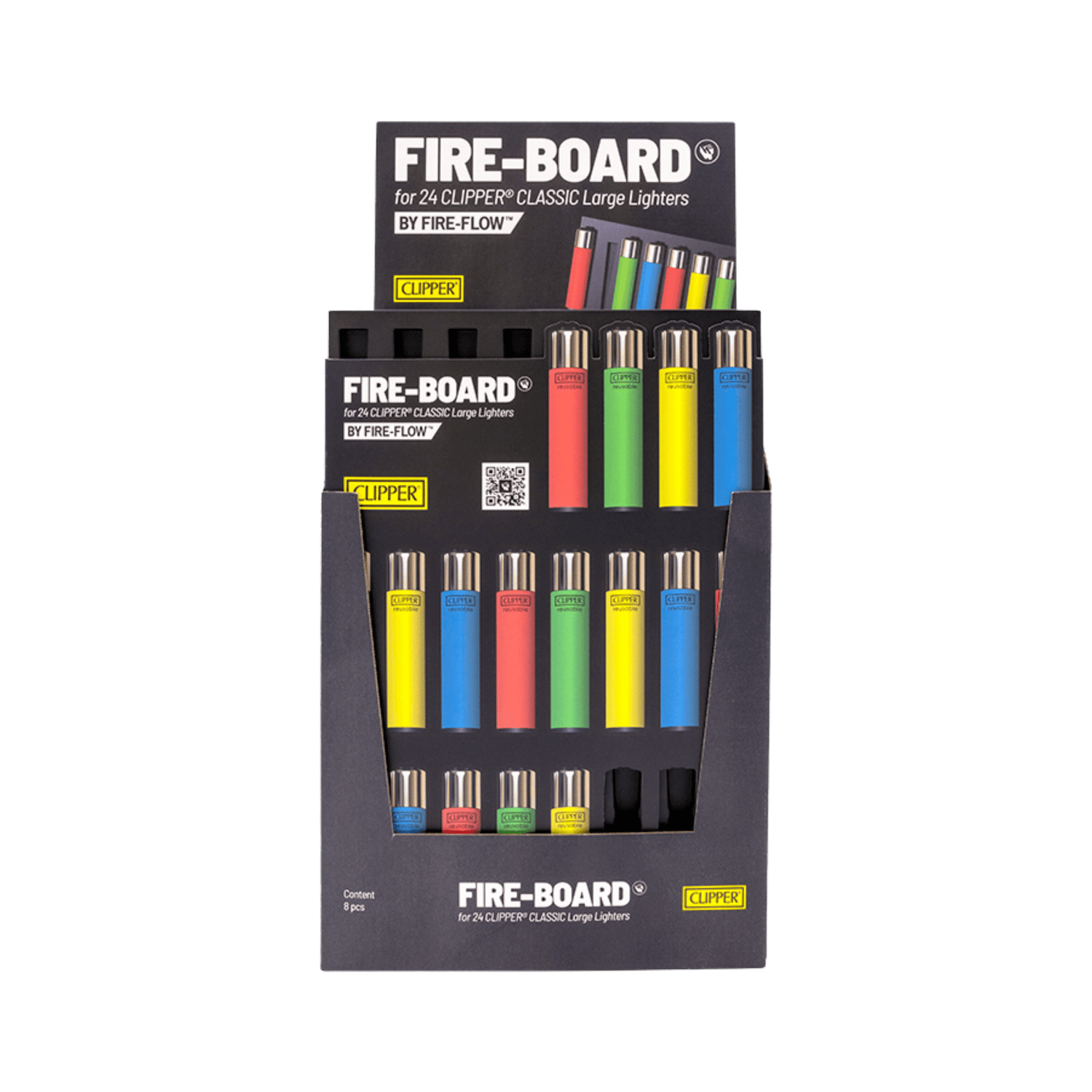FIRE-BOARD Sammelboard für 24 Clipper Feuerzeuge, Front