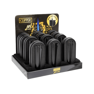 Clipper Jetflame Matt Black Display mit 12 Feuerzeugen
