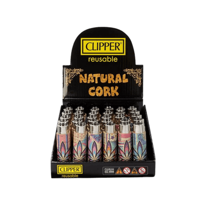 Clipper Hemp Leaves Feuerzeuge im Kork-Cover Display