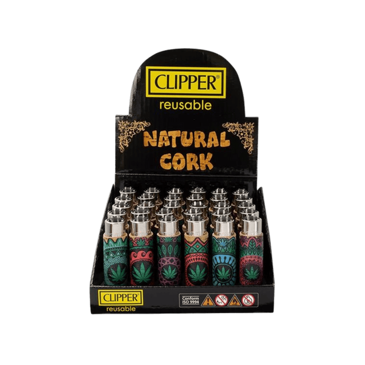 Clipper Mandala Hemp Leaves Feuerzeuge im Kork-Cover Display