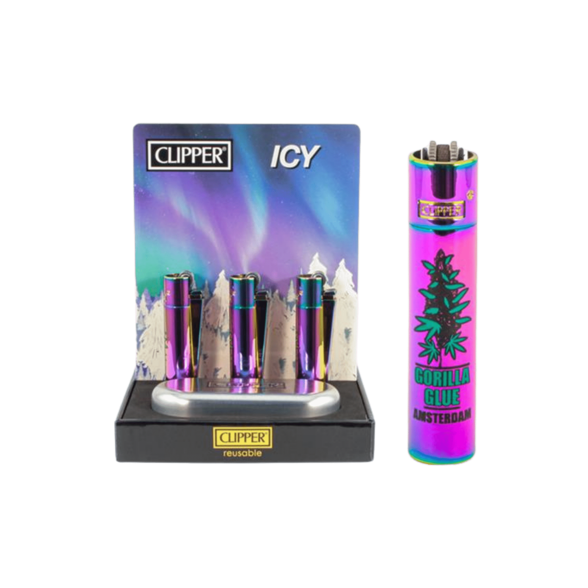 Clipper Metal Icy Amsterdam Gorilla Glue Metall Feuerzeug