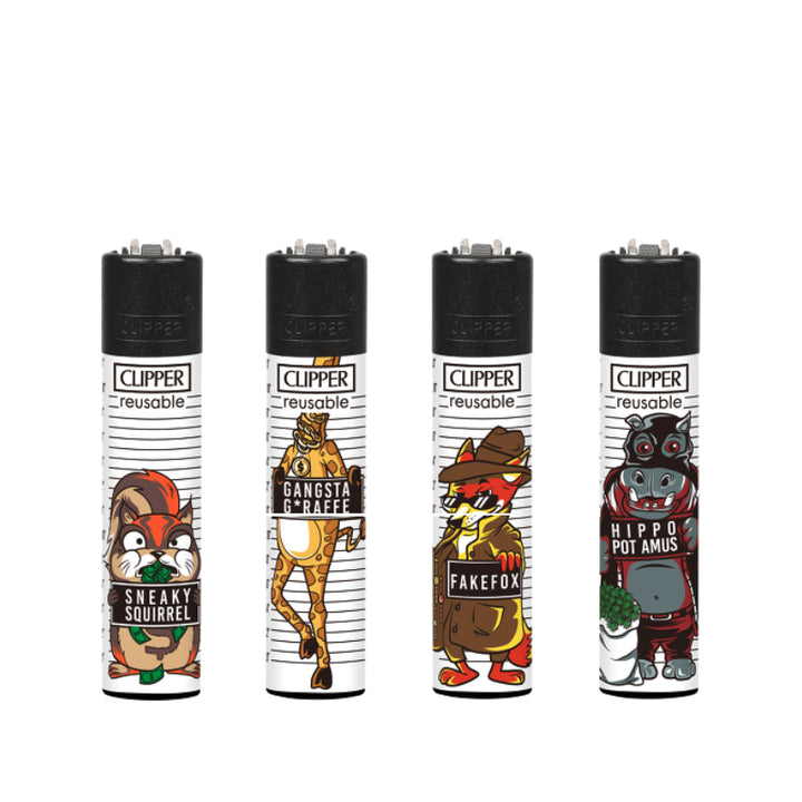 Clipper Feuerzeuge Mugshots Design D, 4er-Pack