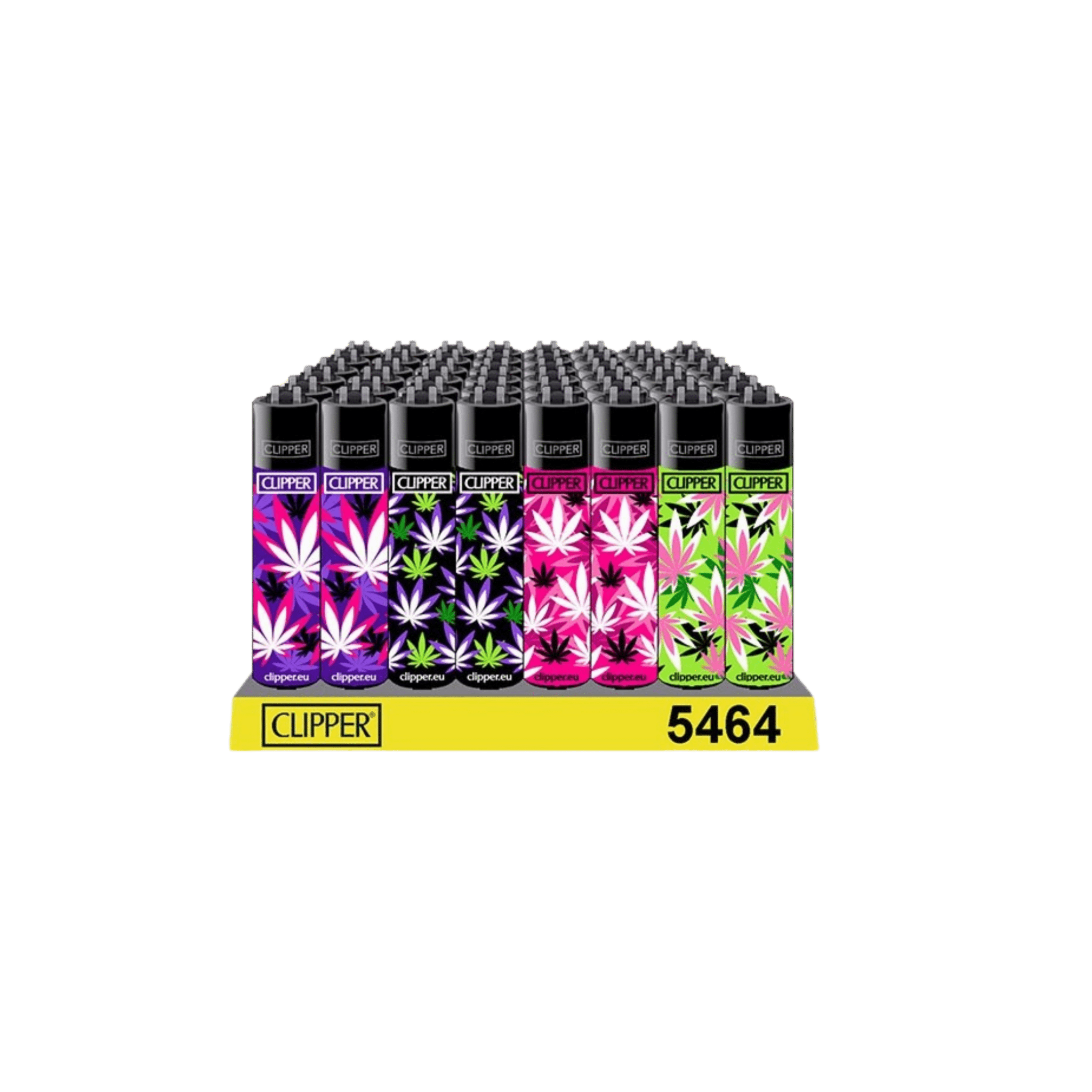 Clipper Pink Hemp Leaves Display mit 48 Feuerzeugen