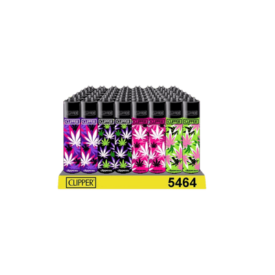 Clipper Pink Hemp Leaves Display mit 48 Feuerzeugen