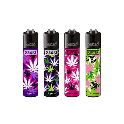 Clipper Pink Hemp Leaves Feuerzeuge im 4er Set